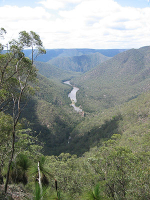 Looking down to the Shoalhaven River from Mt Ayre, Bungonia National Park
